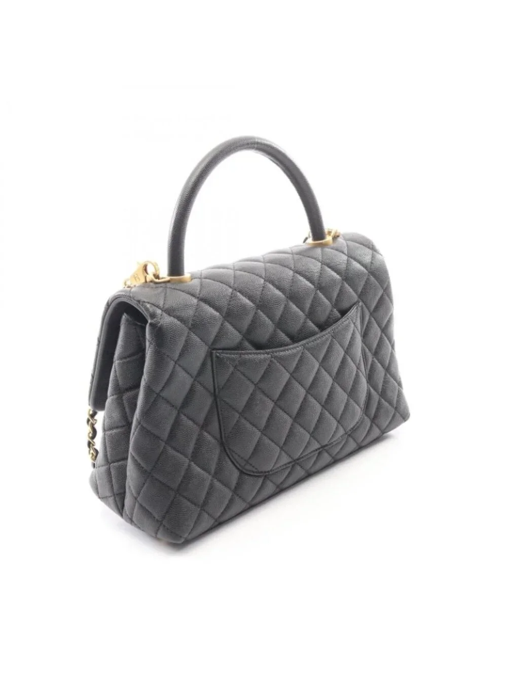 Chanel Handbag Coco Handle 29 Top Flap Bag Quilted 2-Way Black Caviar Leather